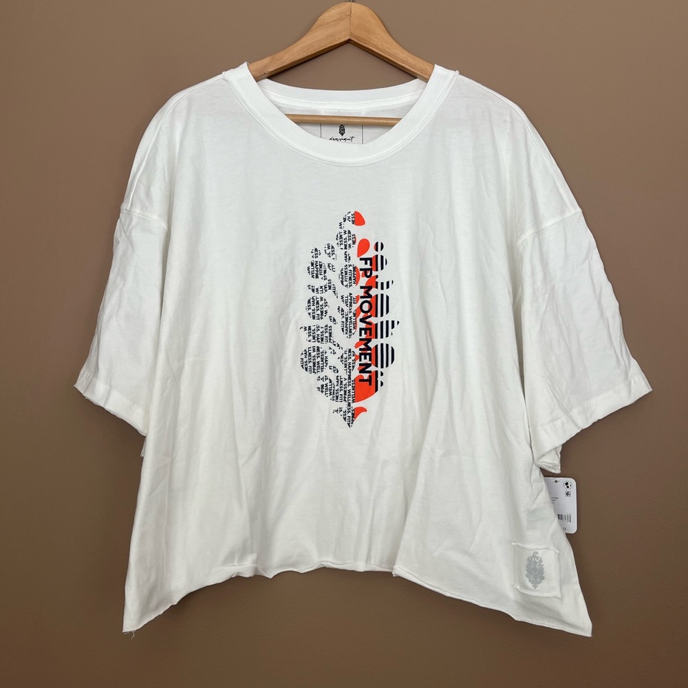 {FP Movement} Inspire Logo T-Shirt in White Combo - Womens XL - NWT